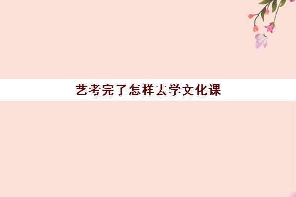 艺考完了怎样去学文化课(艺考好还是走文化课好)