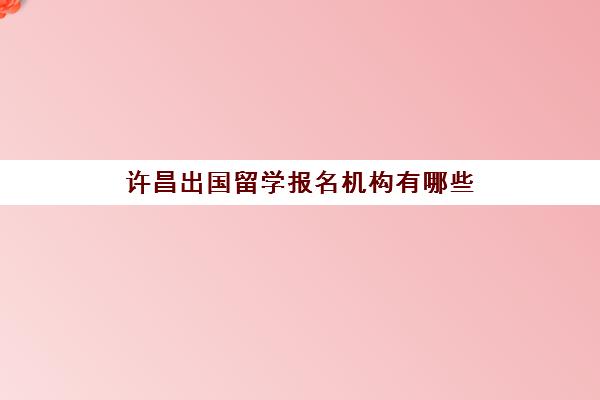 许昌出国留学报名机构有哪些(河南大学申请留学)