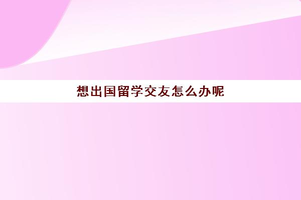 想出国留学交友怎么办呢(普通人怎么出国留学)