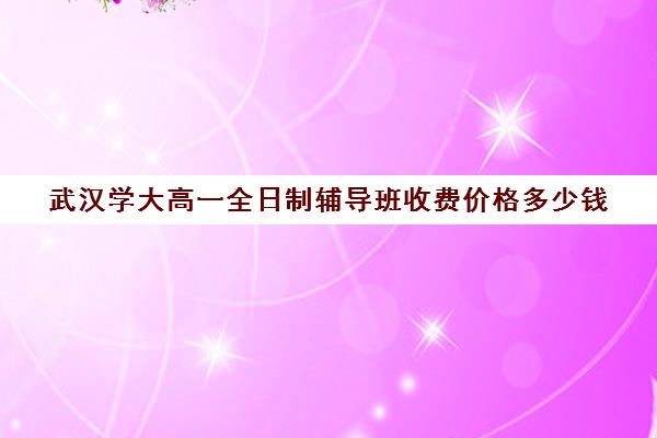 武汉学大高一全日制辅导班收费价格多少钱(武汉高中一对一辅导机构哪家好)