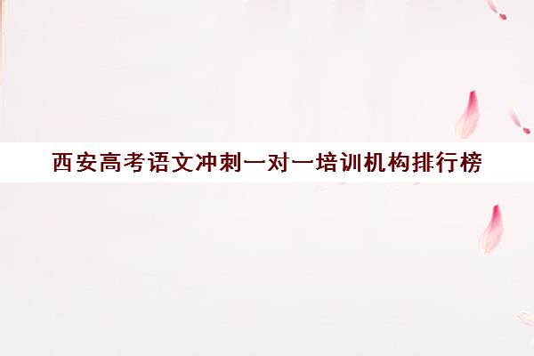 西安高考语文冲刺一对一培训机构排行榜(西安最好补课机构)