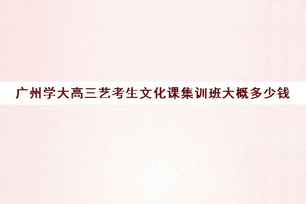 广州学大高三艺考生文化课集训班大概多少钱(广州艺考培训哪家最好)