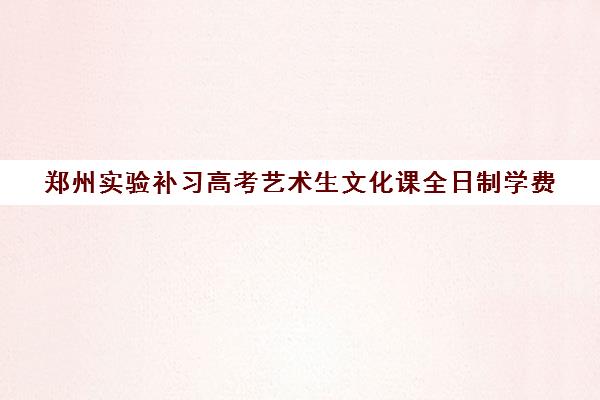 郑州实验补习高考艺术生文化课全日制学费