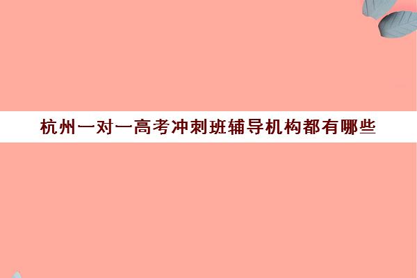 杭州一对一高考冲刺班辅导机构都有哪些(高考线上辅导机构有哪些比较好)