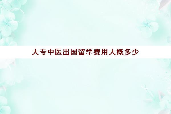 大专中医出国留学费用大概多少(自考本科费用大概多少)