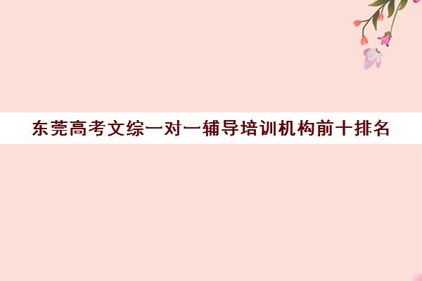 东莞高考文综一对一辅导培训机构前十排名(东莞补课哪个机构比较好)