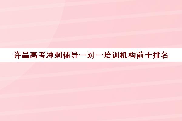 许昌高考冲刺辅导一对一培训机构前十排名(高考冲刺班收费一般多少钱)