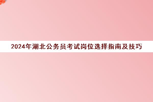 2024年湖北公务员考试岗位选择指南及技巧