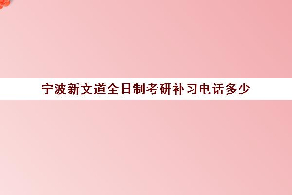 宁波新文道全日制考研补习电话多少