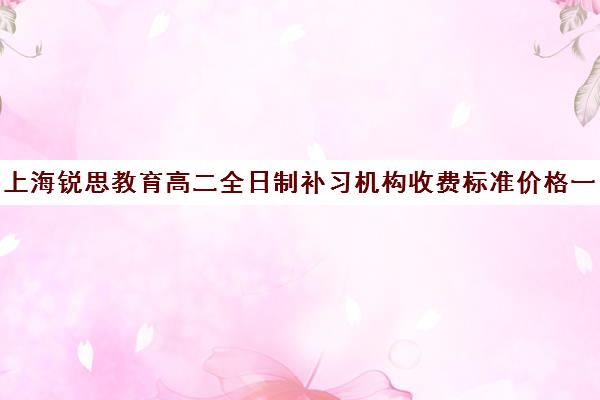 上海锐思教育高二全日制补习机构收费标准价格一览