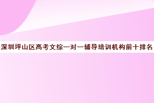 深圳坪山区高考文综一对一辅导培训机构前十排名(文综补课是否有必要)