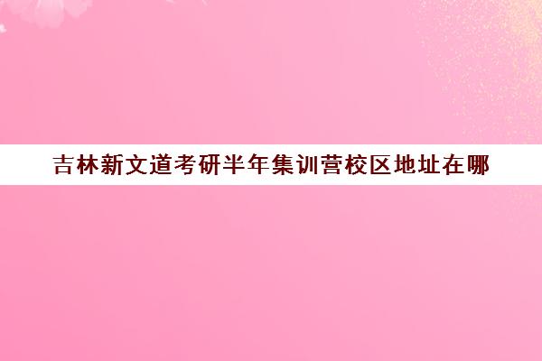 吉林新文道考研半年集训营校区地址在哪（考研集训营的作用大吗）