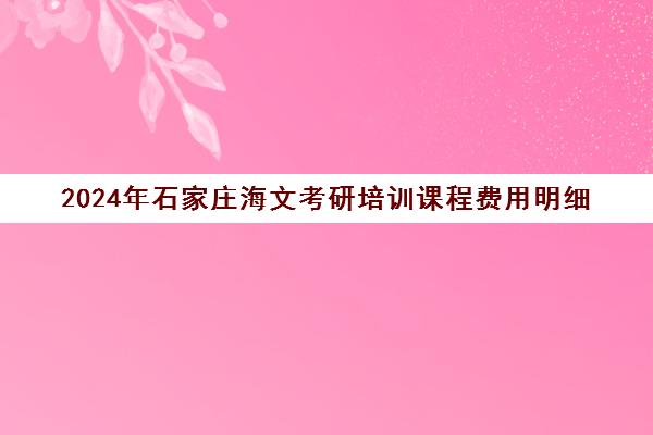 2024年石家庄海文考研培训课程费用明细