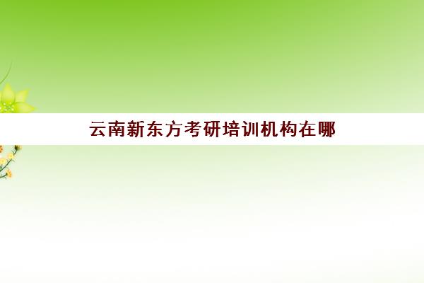 云南新东方考研培训机构在哪(新东方考研集训营怎么样)