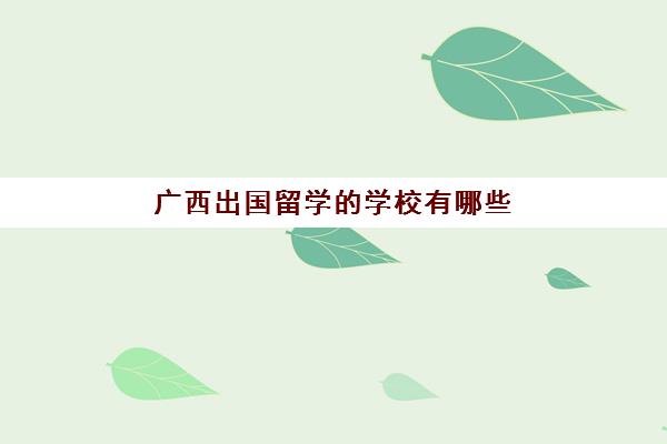 广西出国留学的学校有哪些(大学怎么申请出国留学)