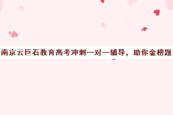 南京云巨石教育高考冲刺一对一辅导，助你金榜题名