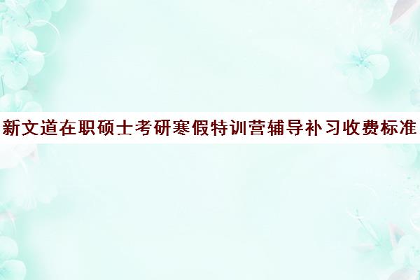 新文道在职硕士考研寒假特训营辅导补习收费标准价格一览