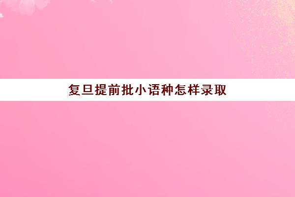 复旦提前批小语种怎样录取(提前批录取一般多久可以拿到毕业证)