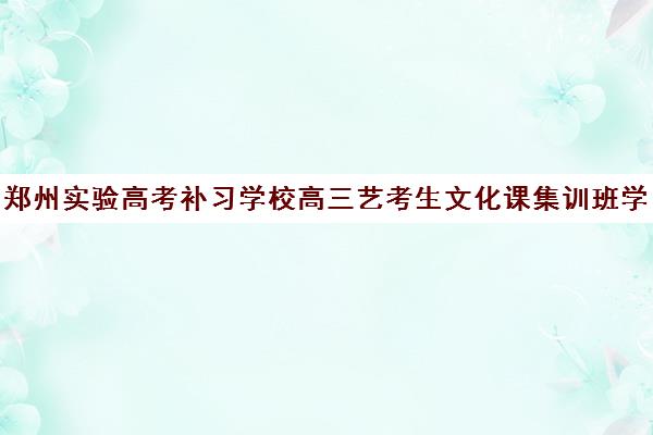 郑州实验高考补习学校高三艺考生文化课集训班学费贵吗