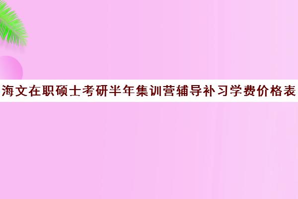 海文在职硕士考研半年集训营辅导补习学费价格表