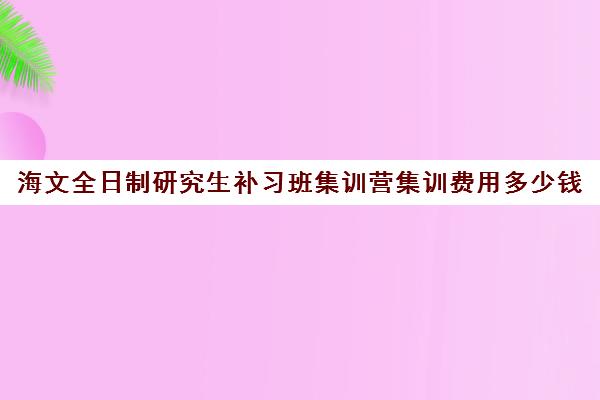 海文全日制研究生补习班集训营集训费用多少钱