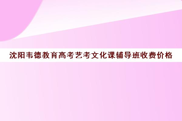 沈阳韦德教育高考艺考文化课辅导班收费价格(沈阳艺考生文化课冲刺机构)