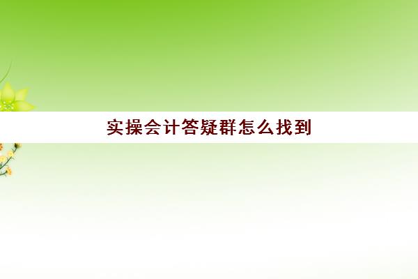 实操会计答疑群怎么找到(在哪里可以问会计问题)