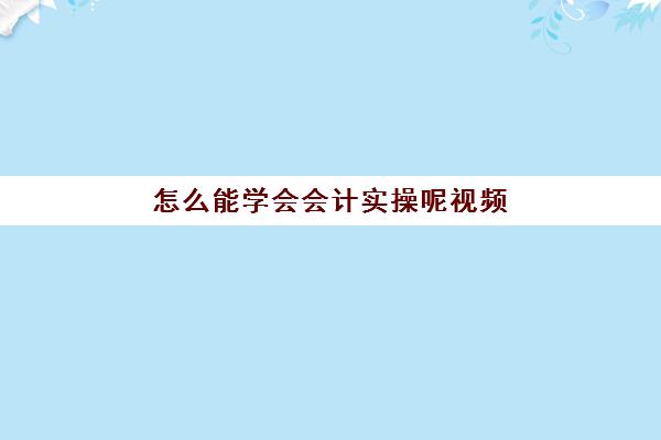 怎么能学会会计实操呢视频(会计初学者的入门知识基础教程)