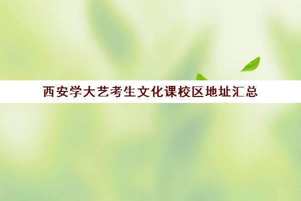 西安学大艺考生文化课校区地址汇总(西安好高三艺考文化课学校)