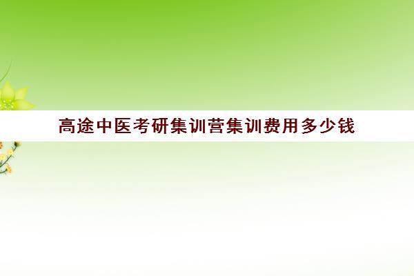 高途中医考研集训营集训费用多少钱（高途考研机构怎么样）