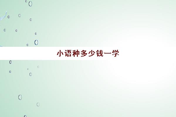 小语种多少钱一学(学小语种是不是很烧钱)