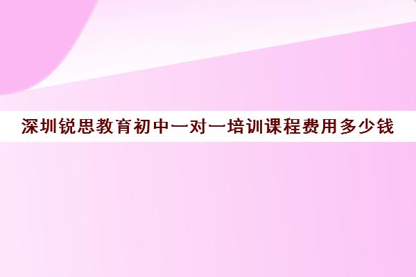 深圳锐思教育初中一对一培训课程费用多少钱(深圳教育培训机构前十名)