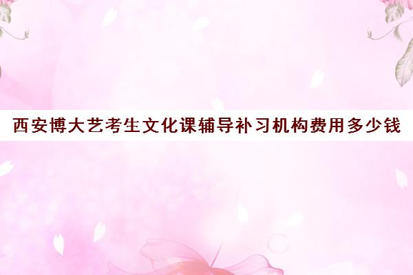 西安博大艺考生文化课辅导补习机构费用多少钱