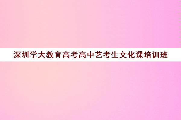 深圳学大教育高考高中艺考生文化课培训班(深圳艺考培训机构排名)