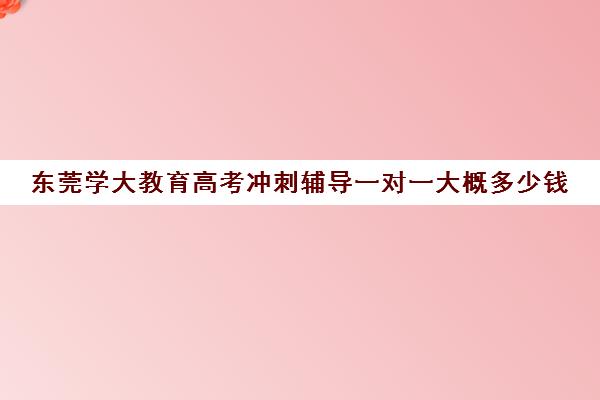 东莞学大教育高考冲刺辅导一对一大概多少钱(高考一对一辅导多少钱一小时)