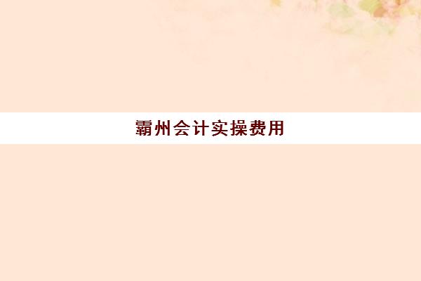 霸州会计实操费用(河北会计报名费多少钱)