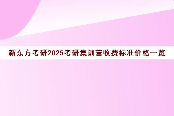 新东方考研2025考研集训营收费标准价格一览（新东方考研一对一多少钱）