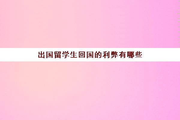 出国留学生回国利弊有哪些(最新留学生回国政策)