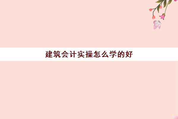 建筑会计实操怎么学的好(建筑工程会计好做吗)