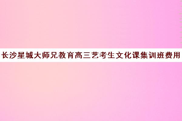 长沙星城大师兄教育高三艺考生文化课集训班费用标准价格表(艺考集训费用大概多少钱啊