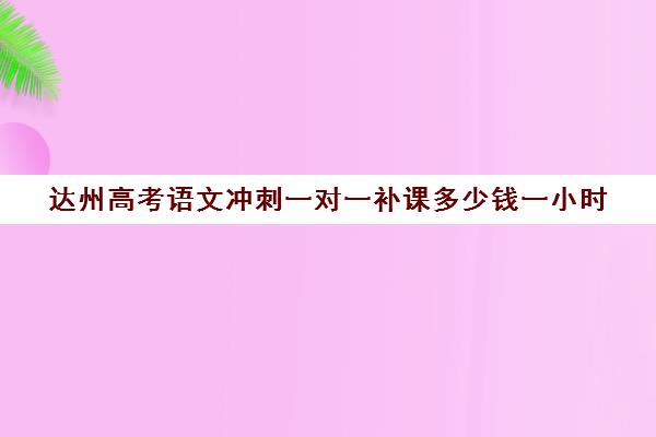 达州高考语文冲刺一对一补课多少钱一小时(高中语文一对一补课有用吗)