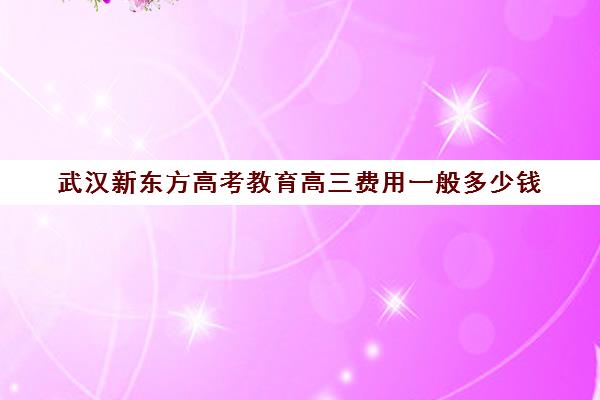 武汉新东方高考教育高三费用一般多少钱(新东方高三一对一好吗)