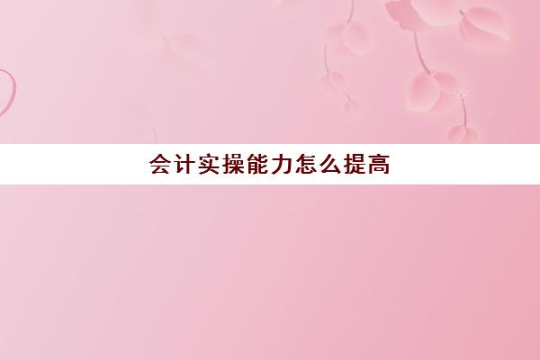 会计实操能力怎么提高(学会计需要提高的内容)