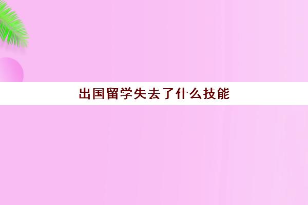 出国留学失去了什么技能(出国打过工还能出国留学吗)