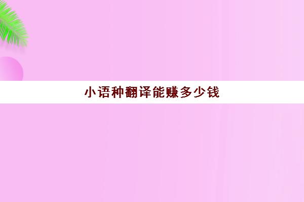 小语种翻译能赚多少钱(翻译公司1年能挣100万吗)