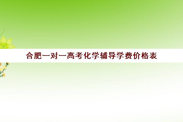 合肥一对一高考化学辅导学费价格表(化学一对一补课多少钱)