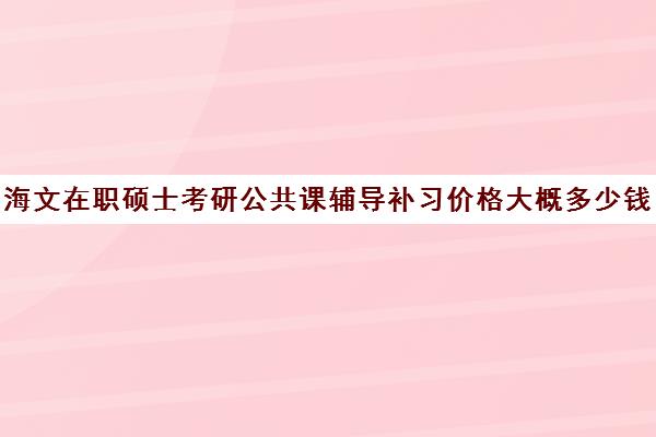 海文在职硕士考研公共课辅导补习价格大概多少钱