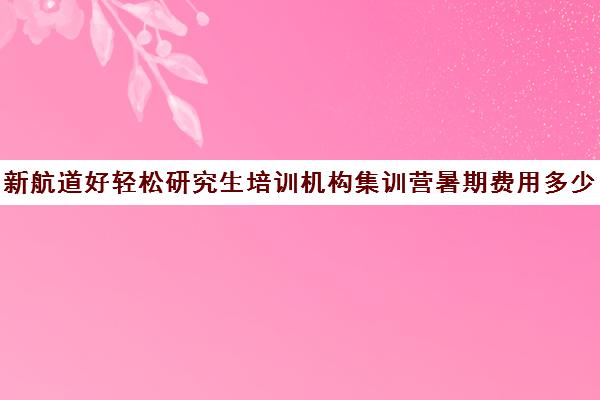 新航道好轻松研究生培训机构集训营暑期费用多少钱（新航道考研培训机构怎么样）