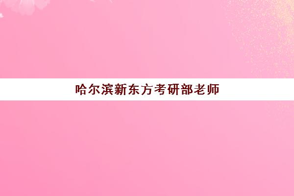 哈尔滨新东方考研部老师(新东方老师名单)