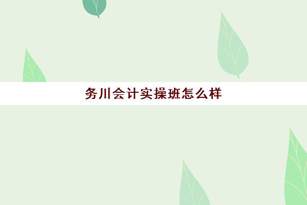 务川会计实操班怎么样(栾川会计培训班地址在哪里)